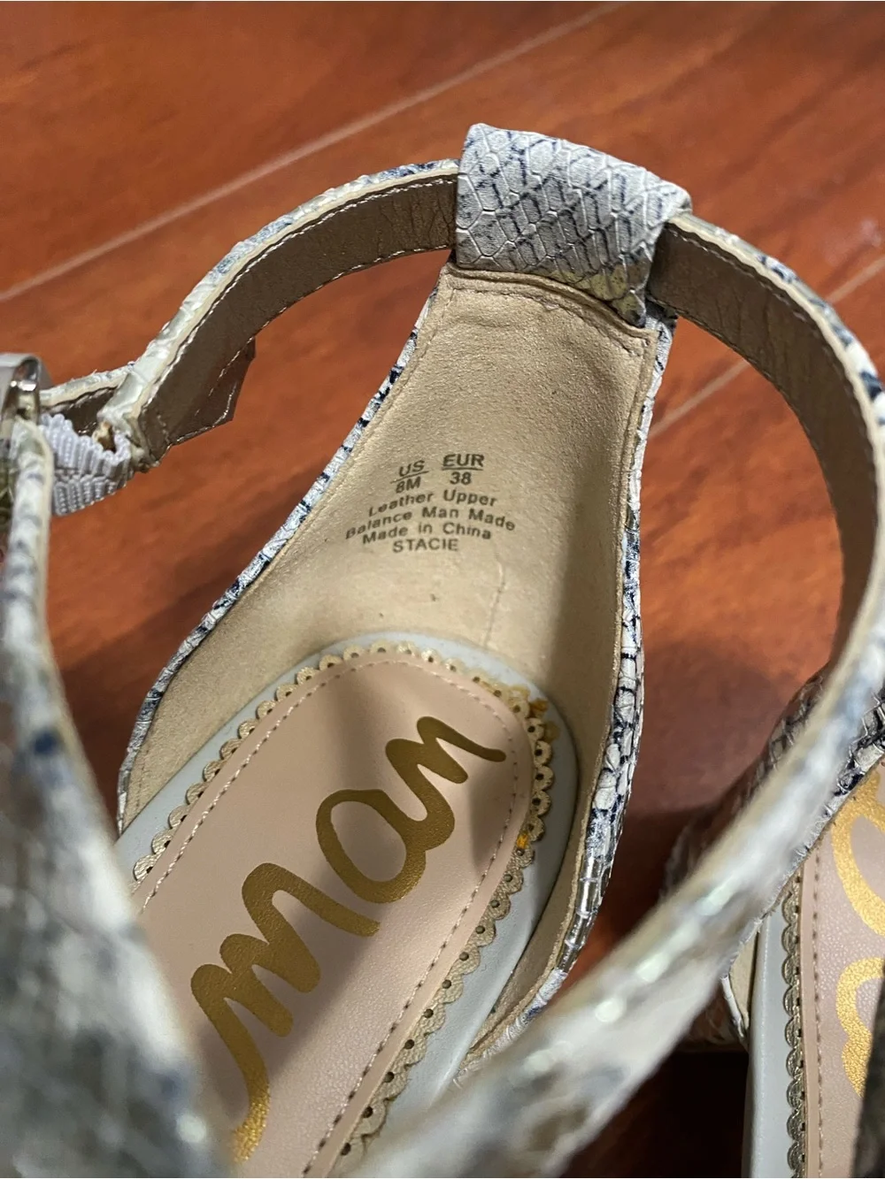 Sam Edelman White Snake-Print Strappy Sandals size 8 - Picture 4 of 5